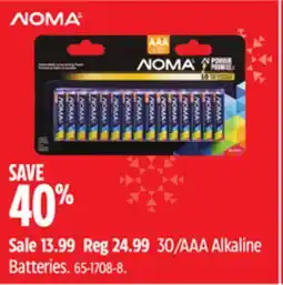 Canadian Tire 30/AAA Alkaline Batteries offer