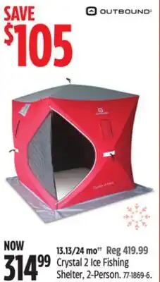 Canadian Tire Outbound Crystal 2 Ice Fishing Shelter, 2-Person offer