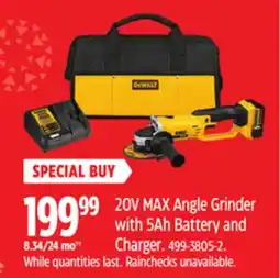 Canadian Tire 20V MAX Angle Grinder with 5Ah Battery and Charger offer