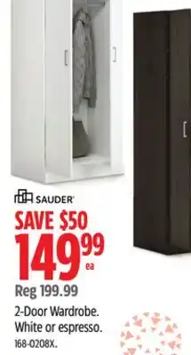 Canadian Tire 2-Door Wardrobe. White or espresso offer