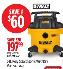 Canadian Tire Dewalt 34L Poly Stealthsonic Wet/Dry Vac offer