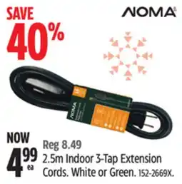 Canadian Tire 2.5m Indoor 3-Tap Extension Cords offer