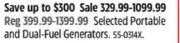 Canadian Tire Champion Selected Portable and Dual-Fuel Generators offer