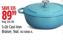 Canadian Tire Paderno 5-Qt Cast-Iron Braiser, Teal offer