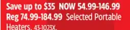 Canadian Tire Selected Portable Heaters offer