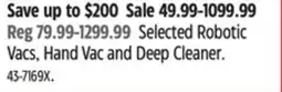 Canadian Tire Selected Robotic Vacs, Hand Vac and Deep Cleaner offer