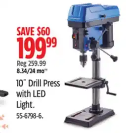 Canadian Tire Mastercraft 10˝ Drill Press with LED Light offer