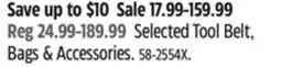 Canadian Tire Selected Tool Belt, Bags & Accessories offer