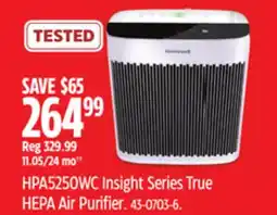 Canadian Tire Honeywell HPA5250WC Insight Series True HEPA Air Purifier offer