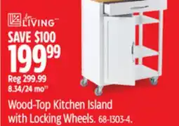 Canadian Tire Wood-Top Kitchen Island with Locking Wheels offer