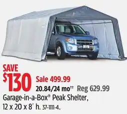 Canadian Tire Garage-in-a-Box Peak Shelter, 12 x 20 x 8´ h offer