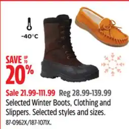 Canadian Tire Selected Winter Boots, Clothing and Slippers offer