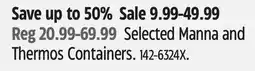 Canadian Tire Selected Manna and Thermos Containers offer