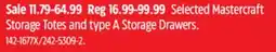 Canadian Tire Selected Mastercraft Storage Totes and type A Storage Drawers offer