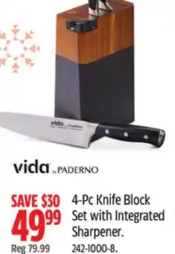 Canadian Tire 4-Pc Knife Block Set with Integrated Sharpener offer