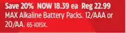 Canadian Tire MAX Alkaline Battery Packs offer