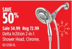 Canadian Tire Delta In2ition 2-in-1 Shower Head, Chrome offer