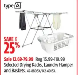 Canadian Tire type A Selected Drying Racks, Laundry Hamper and Baskets offer