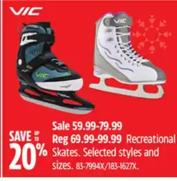 Canadian Tire Vic Recreational Skates offer