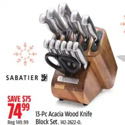 Canadian Tire 13-Pc Acacia Wood Knife Block Set offer