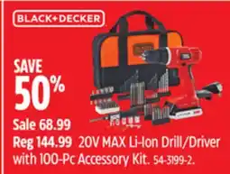 Canadian Tire 20V MAX Li-Ion Drill/Driver with 100-Pc Accessory Kit offer
