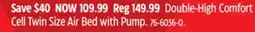 Canadian Tire Double-High Comfort Cell Twin Size Air Bed with Pump offer