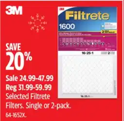 Canadian Tire 3M Selected Filtrete Filters offer