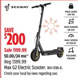Canadian Tire Max G2 Electric Scooter offer