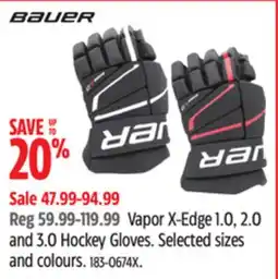 Canadian Tire Vapor X-Edge 1.0, 2.0 and 3.0 Hockey Gloves offer