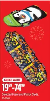 Canadian Tire Selected Foam and Plastic Sleds offer