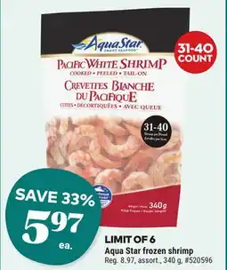 Giant Tiger Aqua Star frozen shrimp offer