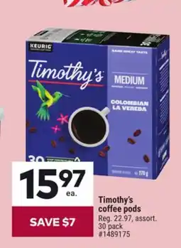 Giant Tiger Timothy's coffee pods offer