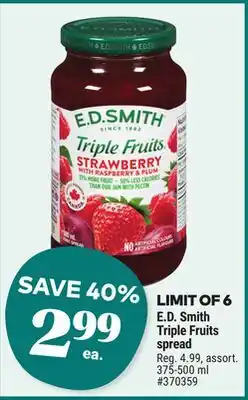 Giant Tiger E.D. Smith Triple Fruits spread offer