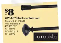 Giant Tiger Hone Styles 28-48 black curtain rod offer