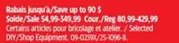 Canadian Tire Selected DIY/Shop Equipment offer