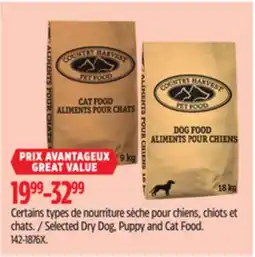 Canadian Tire Country Harvest Selected Dry Dog, Puppy and Cat Food offer