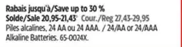 Canadian Tire 24/AA or 24/AAA Alkaline Batteries offer