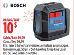 Canadian Tire Bosch Self-Levelling Cross-Line Laser Kit, 50´ Red Beam offer