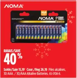 Canadian Tire Noma 30/AAA Alkaline Batteries offer