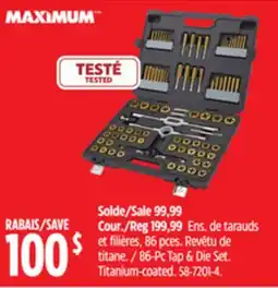 Canadian Tire 86-Pc Tap & Die Set. Titanium-coated offer