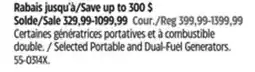 Canadian Tire Selected Portable and Dual-Fuel Generators offer