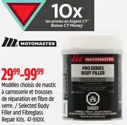 Canadian Tire MotoMaster Selected Body Filler and Fibreglass Repair Kits offer