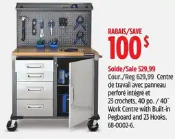 Canadian Tire 40˝ Work Centre with Built-in Pegboard and 23 Hooks offer