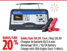 Canadian Tire Certified 10/2A Battery Charger with 50A Engine Start offer
