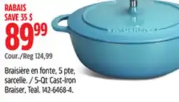 Canadian Tire 5-Qt Cast-Iron Braiser, Teal offer
