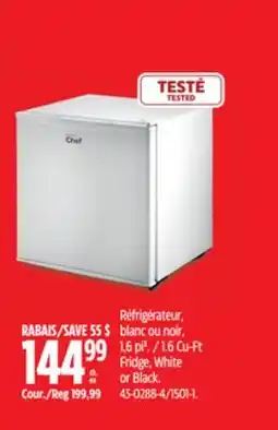 Canadian Tire MASTER Chef 1.6 Cu-Ft Fridge, White or Black offer