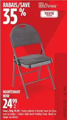 Canadian Tire For Living Fabric High-Back Folding Chair offer