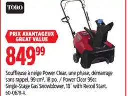 Canadian Tire Power Clear 99cc Single-Stage Gas Snowblower, 18˝ with Recoil Start offer