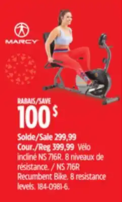 Canadian Tire NS 716R Recumbent Bike. 8 resistance levels offer