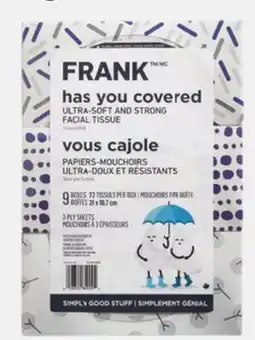 Canadian Tire FRANK 3-Ply Facial Tissue, 9-Pk offer